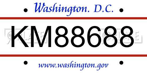 KM88688 District Of Columbia License Plate