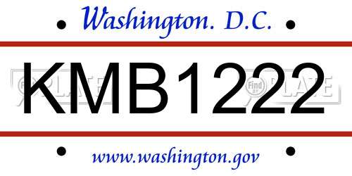 KMB1222 District Of Columbia License Plate