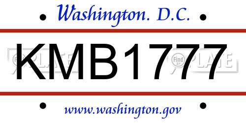 KMB1777 District Of Columbia License Plate
