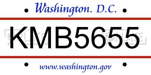 KMB5655 District Of Columbia License Plate