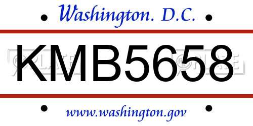 KMB5658 District Of Columbia License Plate