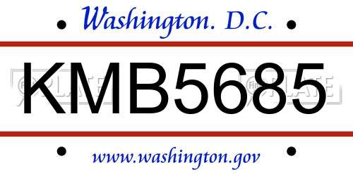 KMB5685 District Of Columbia License Plate