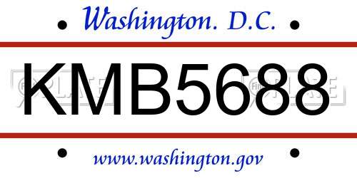 KMB5688 District Of Columbia License Plate
