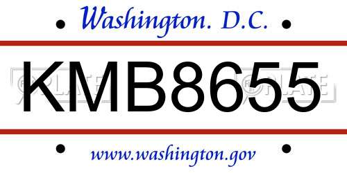 KMB8655 District Of Columbia License Plate