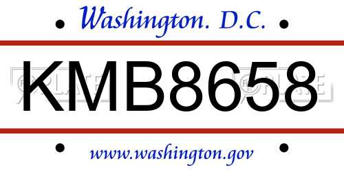 KMB8658 District Of Columbia License Plate