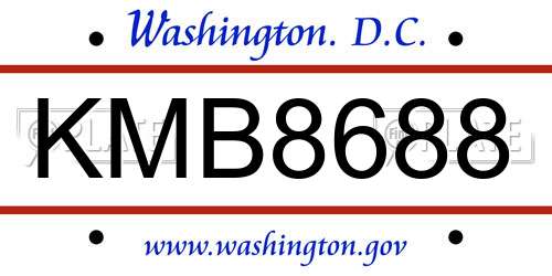 KMB8688 District Of Columbia License Plate