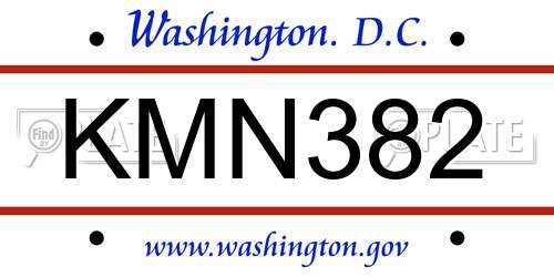 KMN382 District Of Columbia License Plate