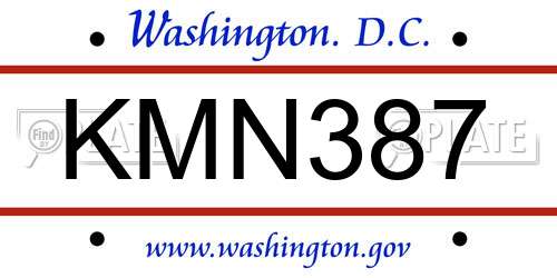KMN387 District Of Columbia License Plate