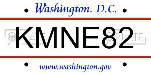 KMNE82 District Of Columbia License Plate