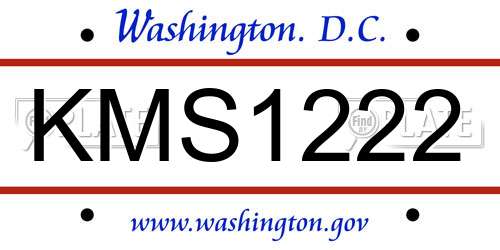 KMS1222 District Of Columbia License Plate