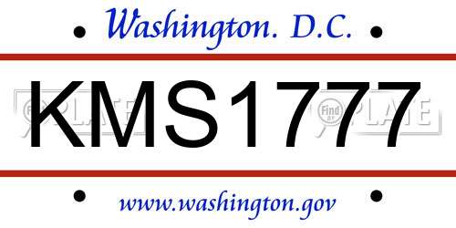 KMS1777 District Of Columbia License Plate