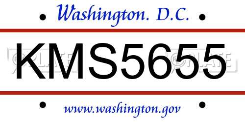 KMS5655 District Of Columbia License Plate
