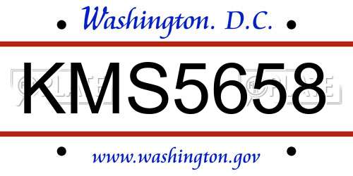 KMS5658 District Of Columbia License Plate