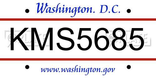 KMS5685 District Of Columbia License Plate