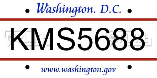 KMS5688 District Of Columbia License Plate