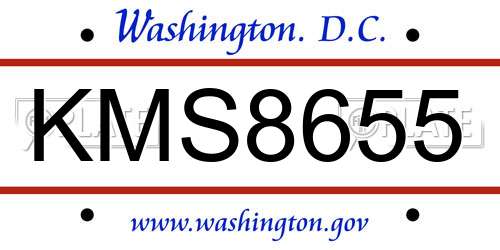 KMS8655 District Of Columbia License Plate