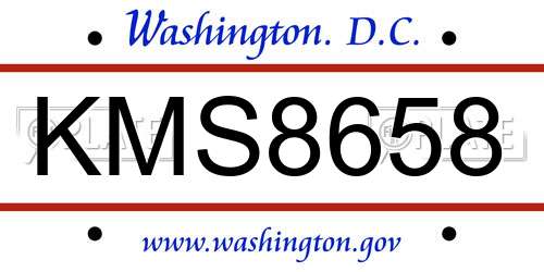 KMS8658 District Of Columbia License Plate