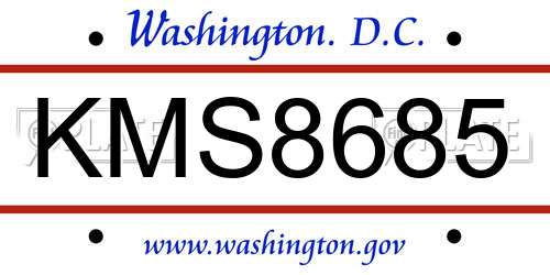 KMS8685 District Of Columbia License Plate