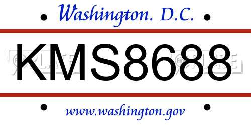KMS8688 District Of Columbia License Plate