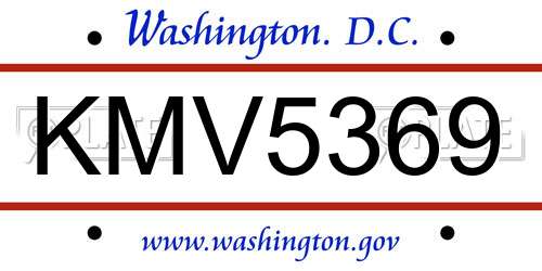 KMV5369 District Of Columbia License Plate