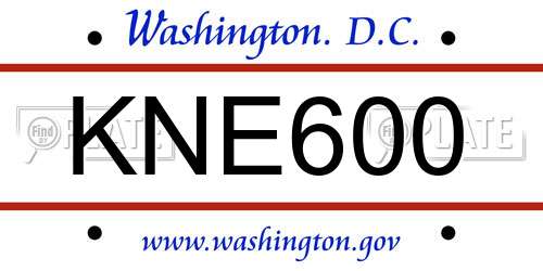 KNE600 District Of Columbia License Plate