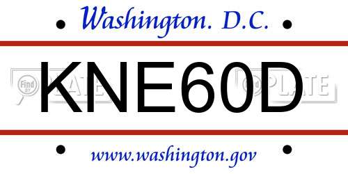 KNE60D District Of Columbia License Plate