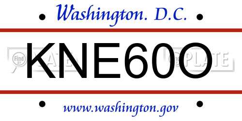 KNE60O District Of Columbia License Plate