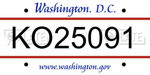 KO25091 District Of Columbia License Plate