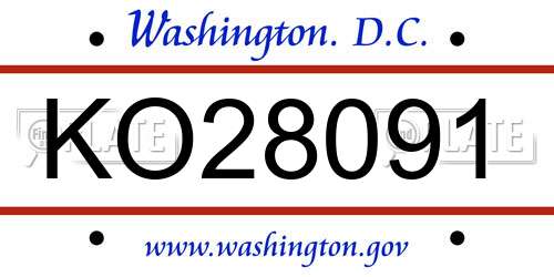 KO28091 District Of Columbia License Plate