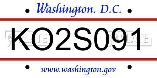 KO2S091 District Of Columbia License Plate