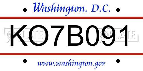 KO7B091 District Of Columbia License Plate