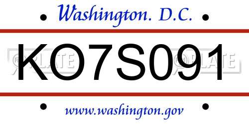 KO7S091 District Of Columbia License Plate