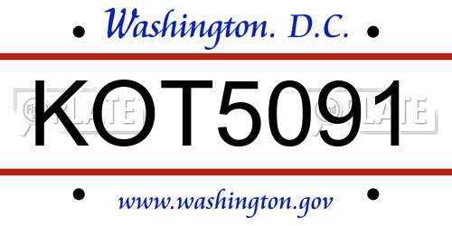 KOT5091 District Of Columbia License Plate