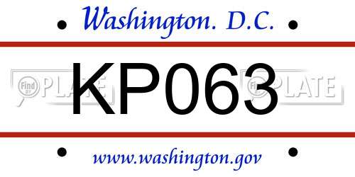 KP063 District Of Columbia License Plate