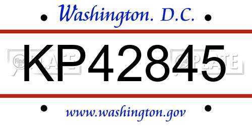 KP42845 District Of Columbia License Plate