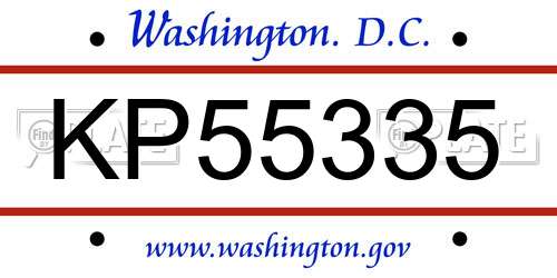 KP55335 District Of Columbia License Plate