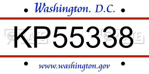 KP55338 District Of Columbia License Plate