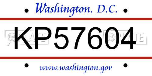 KP57604 District Of Columbia License Plate
