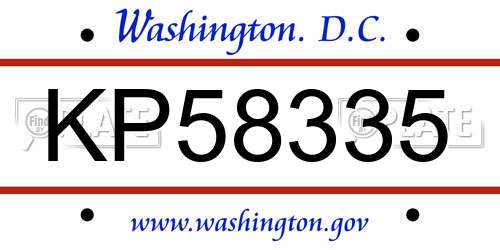 KP58335 District Of Columbia License Plate