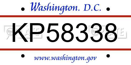 KP58338 District Of Columbia License Plate