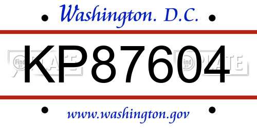KP87604 District Of Columbia License Plate