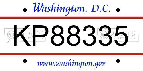 KP88335 District Of Columbia License Plate