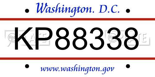 KP88338 District Of Columbia License Plate