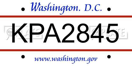 KPA2845 District Of Columbia License Plate