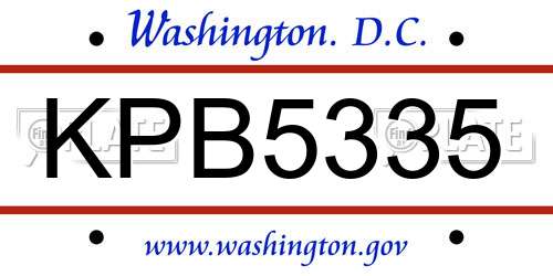 KPB5335 District Of Columbia License Plate