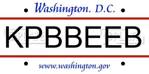 KPBBEEB District Of Columbia License Plate