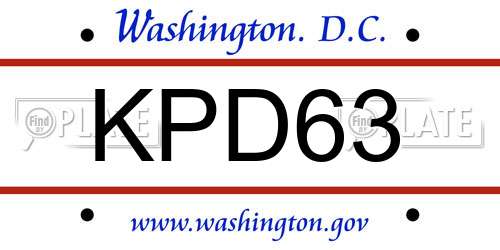 KPD63 District Of Columbia License Plate