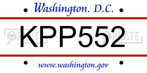 KPP552 District Of Columbia License Plate