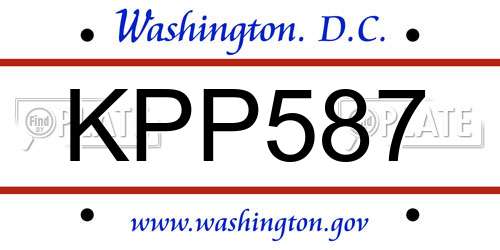 KPP587 District Of Columbia License Plate