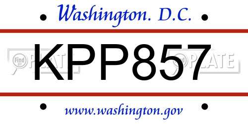 KPP857 District Of Columbia License Plate